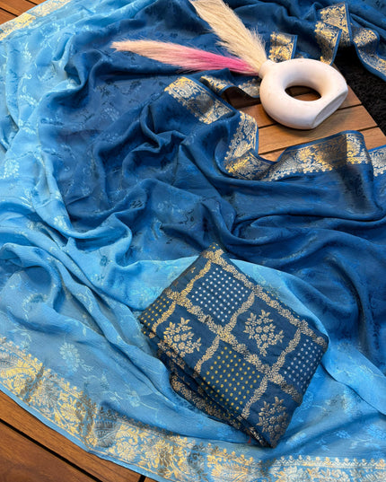Viscose Chinnon Shaded Saree With Jaqcard Mina Blouse