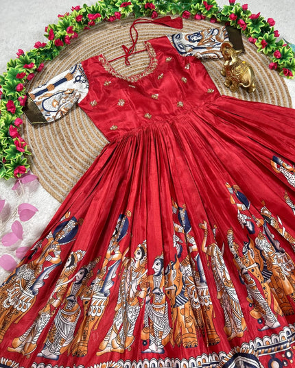 Kalamkari Maroon Anarkali