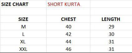 Short Kurta Half Sleeves