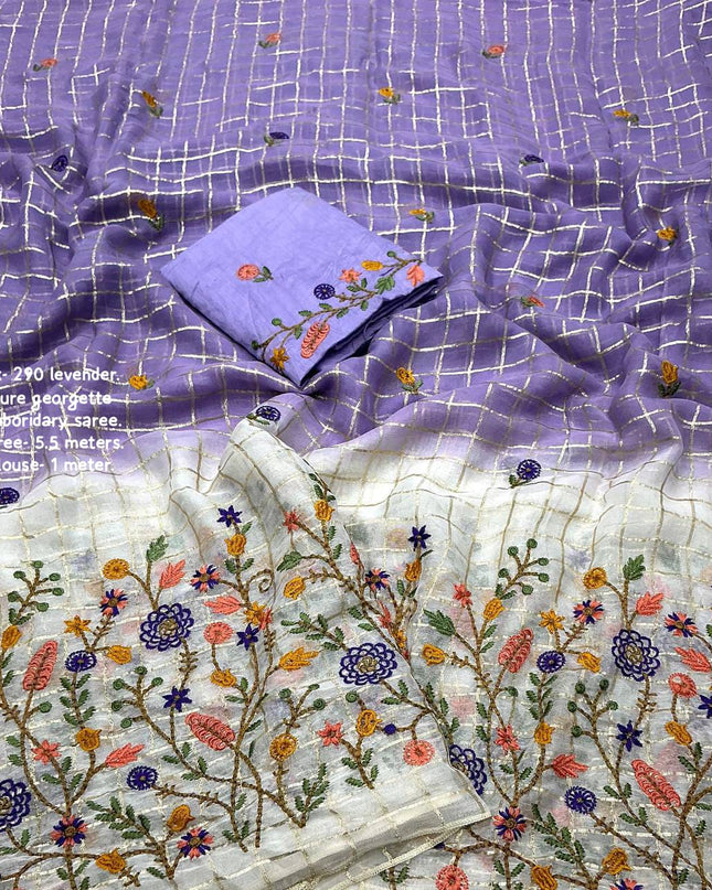 Pure Georgette Embroidered Sarees