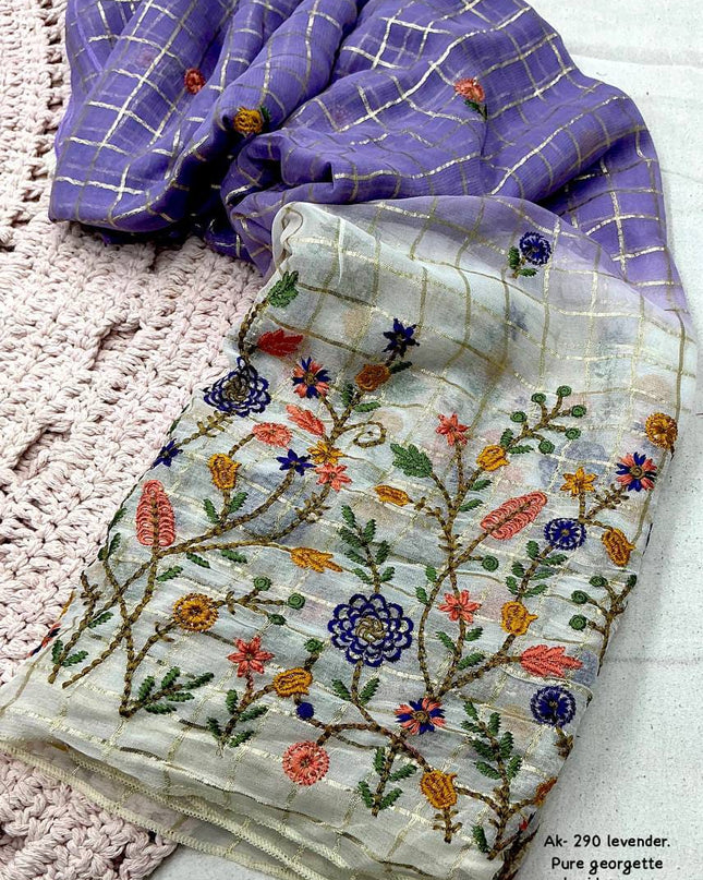 Pure Georgette Embroidered Sarees
