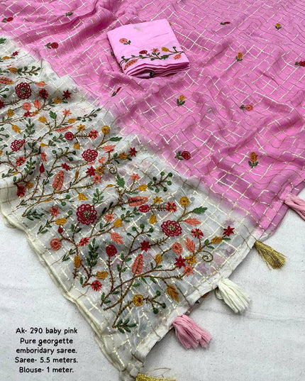 Pure Georgette Embroidered Sarees
