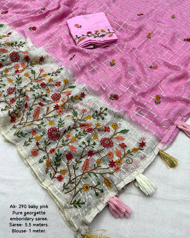 Pure Georgette Embroidered Sarees