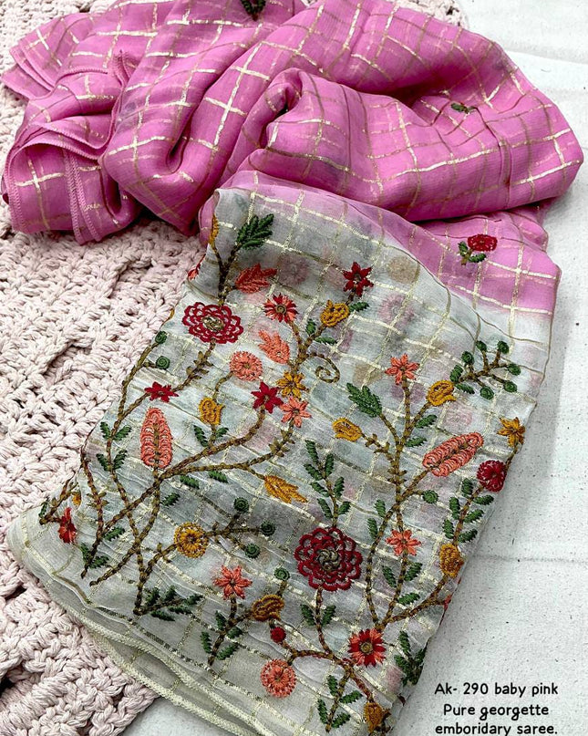 Pure Georgette Embroidered Sarees