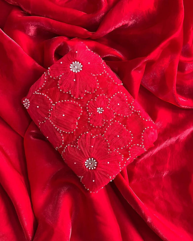 Floral Organza Embroidered Sarees