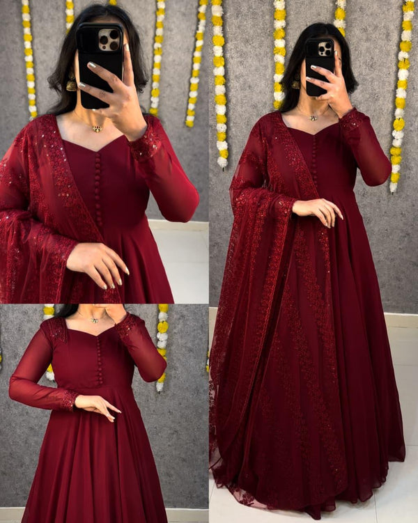 Faux Georgette Gown