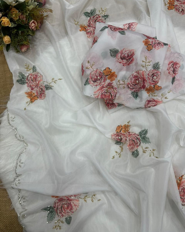 New Tebi silk & designer handwork party wear saree