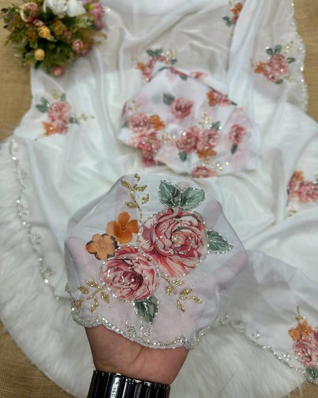 New Tebi silk & designer handwork party wear saree