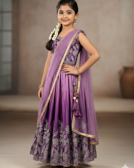 Embroidered Silk Lehenga Choli With Net Dupatta