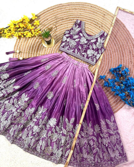 Embroidered Silk Lehenga Choli With Net Dupatta