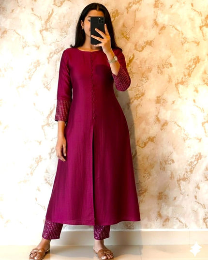 Blooming Vichitra Silk Kurta Set