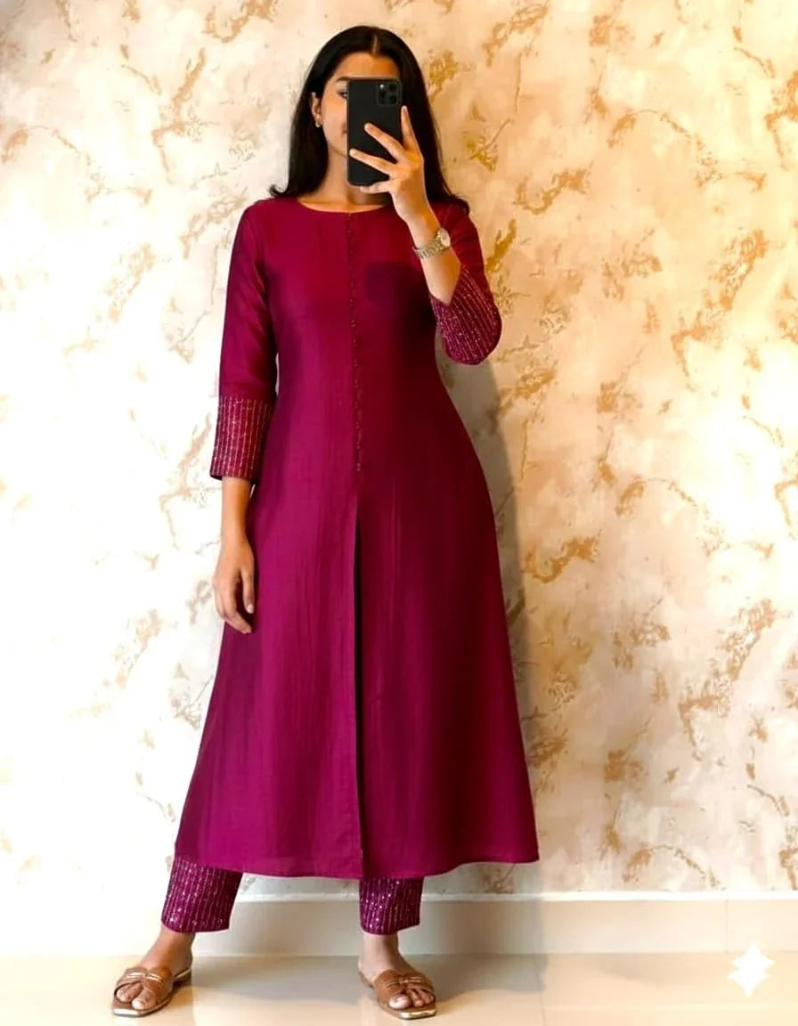Blooming Vichitra Silk Kurta Set