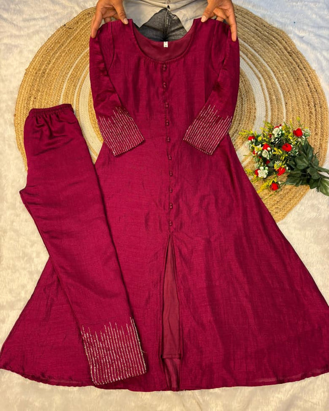 Blooming Vichitra Silk Kurta Set