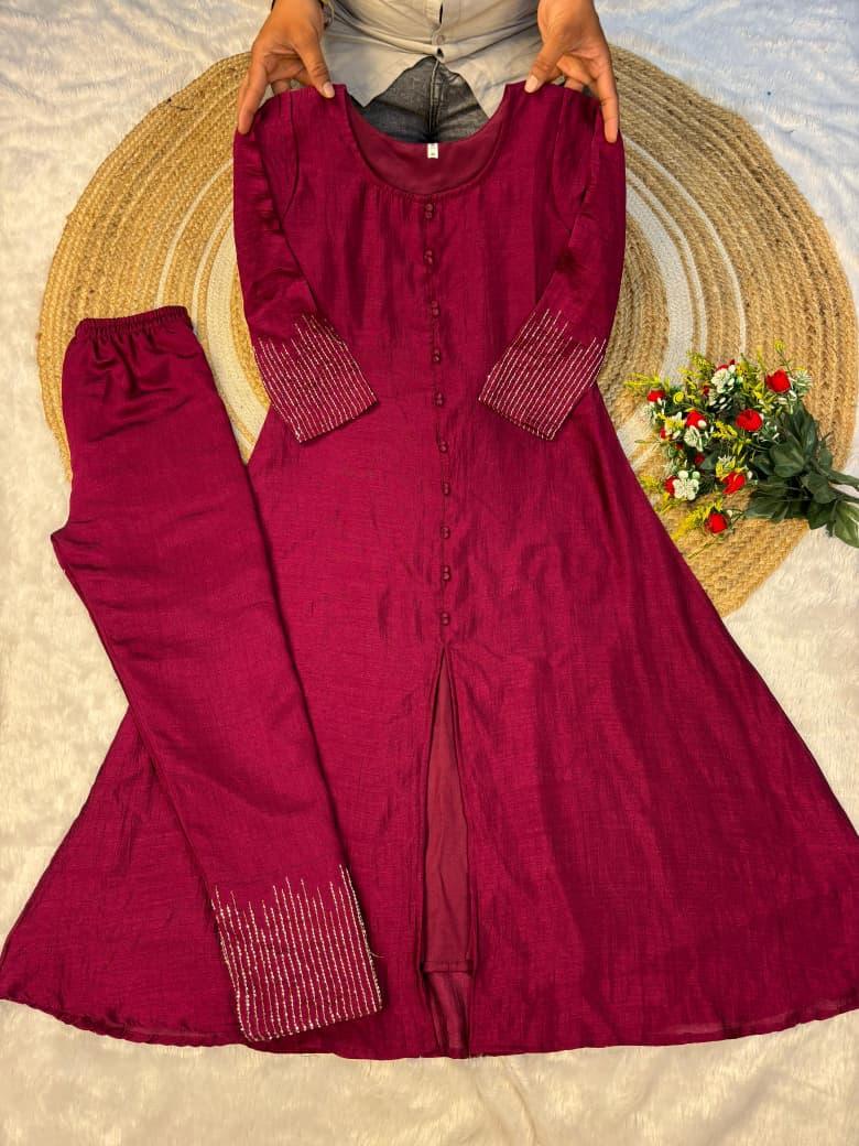 Blooming Vichitra Silk Kurta Set