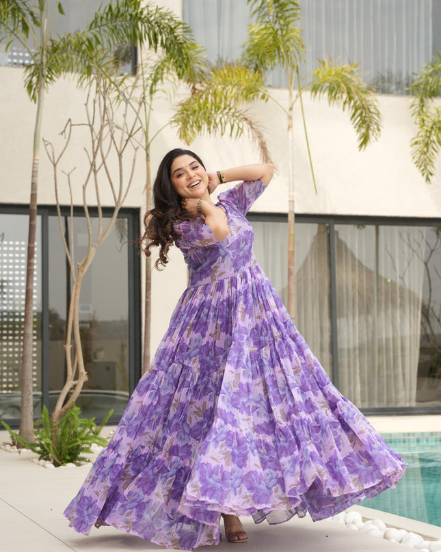 Faux Georgette Petals Frock