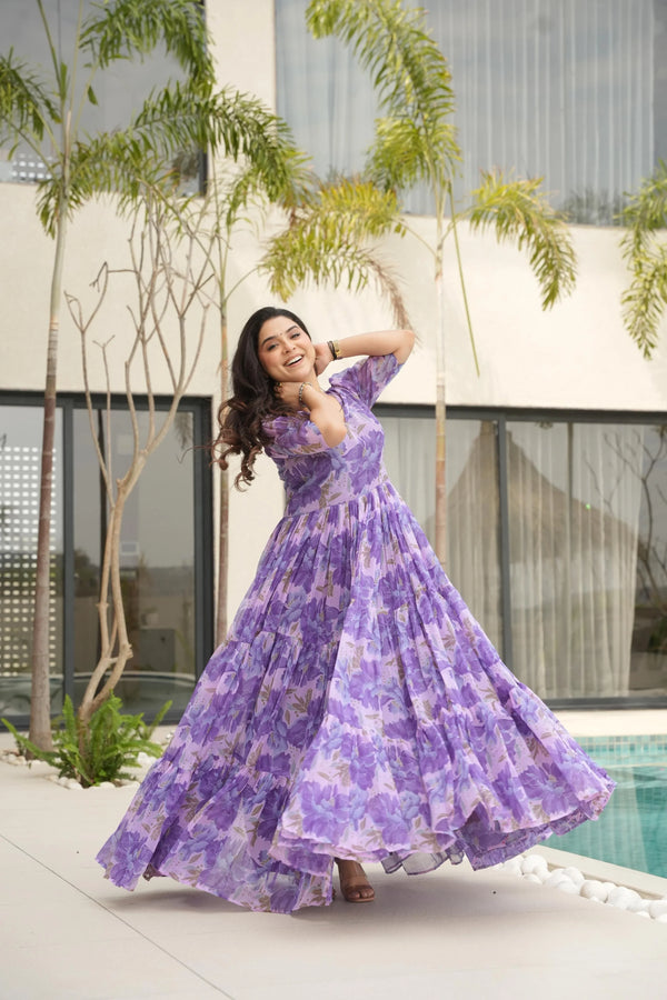 Faux Georgette Petals Frock