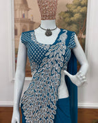 Teal Blue Saree