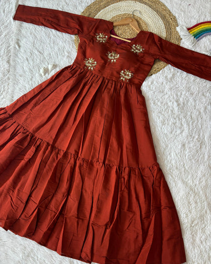 Copper Princess Dress With Kardana Handwork