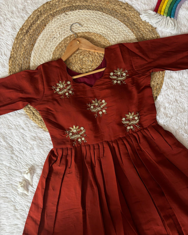 Copper Princess Dress With Kardana Handwork