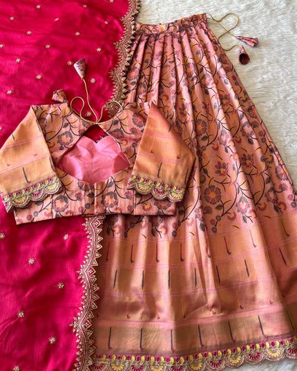 Rich Floral Weave Lehangas