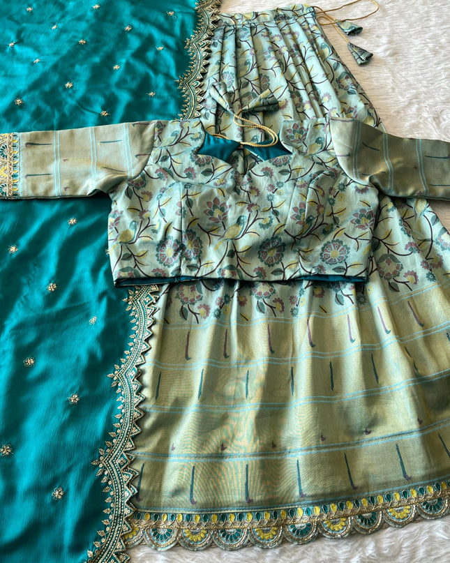 Rich Floral Weave Lehangas