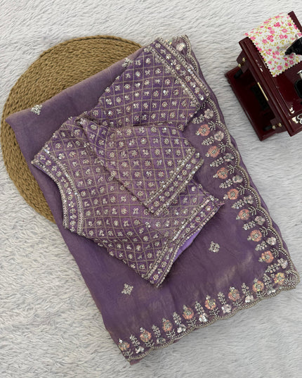 Royal Lilac Drape Saree