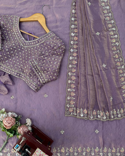Royal Lilac Drape Saree