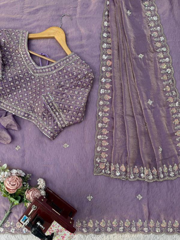Royal Lilac Drape Saree