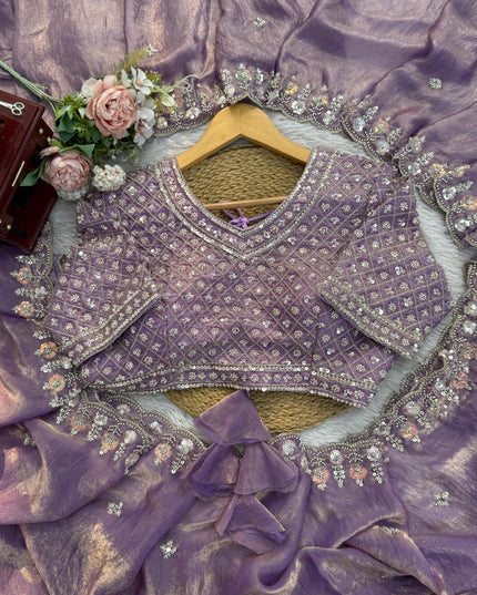 Royal Lilac Drape Saree