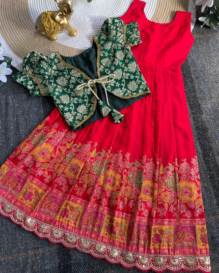 Emerald Festive Kids Lehanga Set