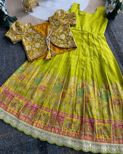 Emerald Festive Kids Lehanga Set