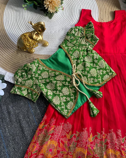 Emerald Festive Kids Lehanga Set