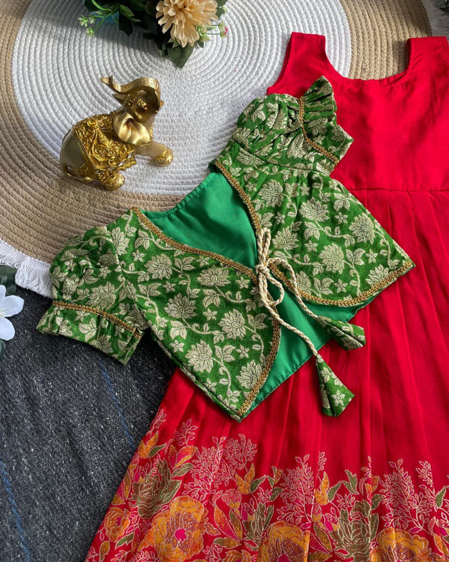 Emerald Festive Kids Lehanga Set