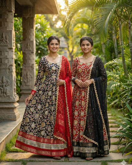 HEAVY SOFT DOLA SILK KALAMKARI PRINTED GOWN