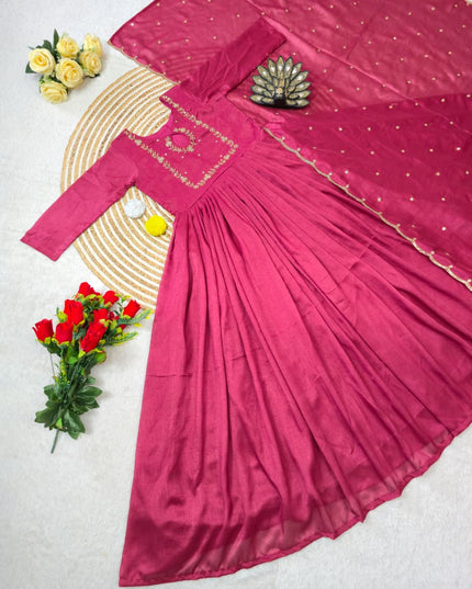 Premium Vichitra silk with Maggam Hand work Dresses