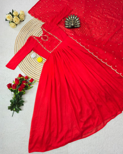 Premium Vichitra silk with Maggam Hand work Dresses