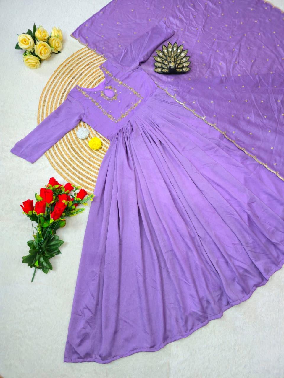 Premium Vichitra Silk with Maggam Hand Work Dresses