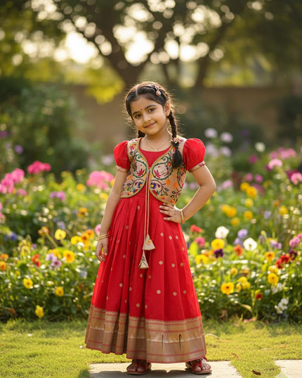 Trending Paithani Gown With Coat