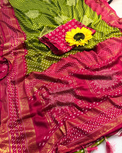 Gulnaar Green Kanjivaram Style Saree