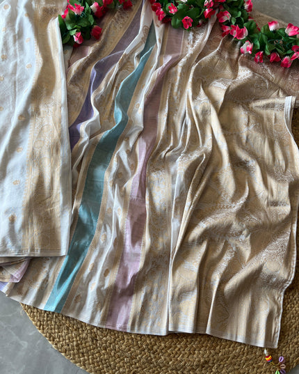 Pure Soft khadi Georgette Zari Tissue Silk Sarees