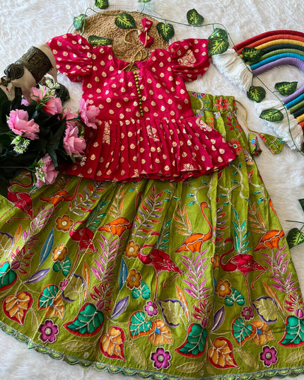 viscose dola silk Kids Lehenga