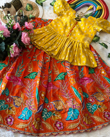 viscose dola silk Kids Lehenga