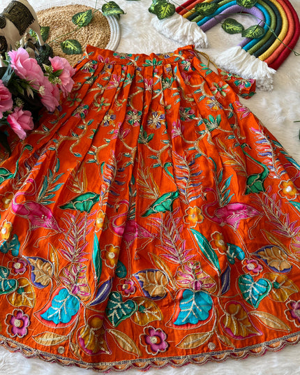 viscose dola silk Kids Lehenga