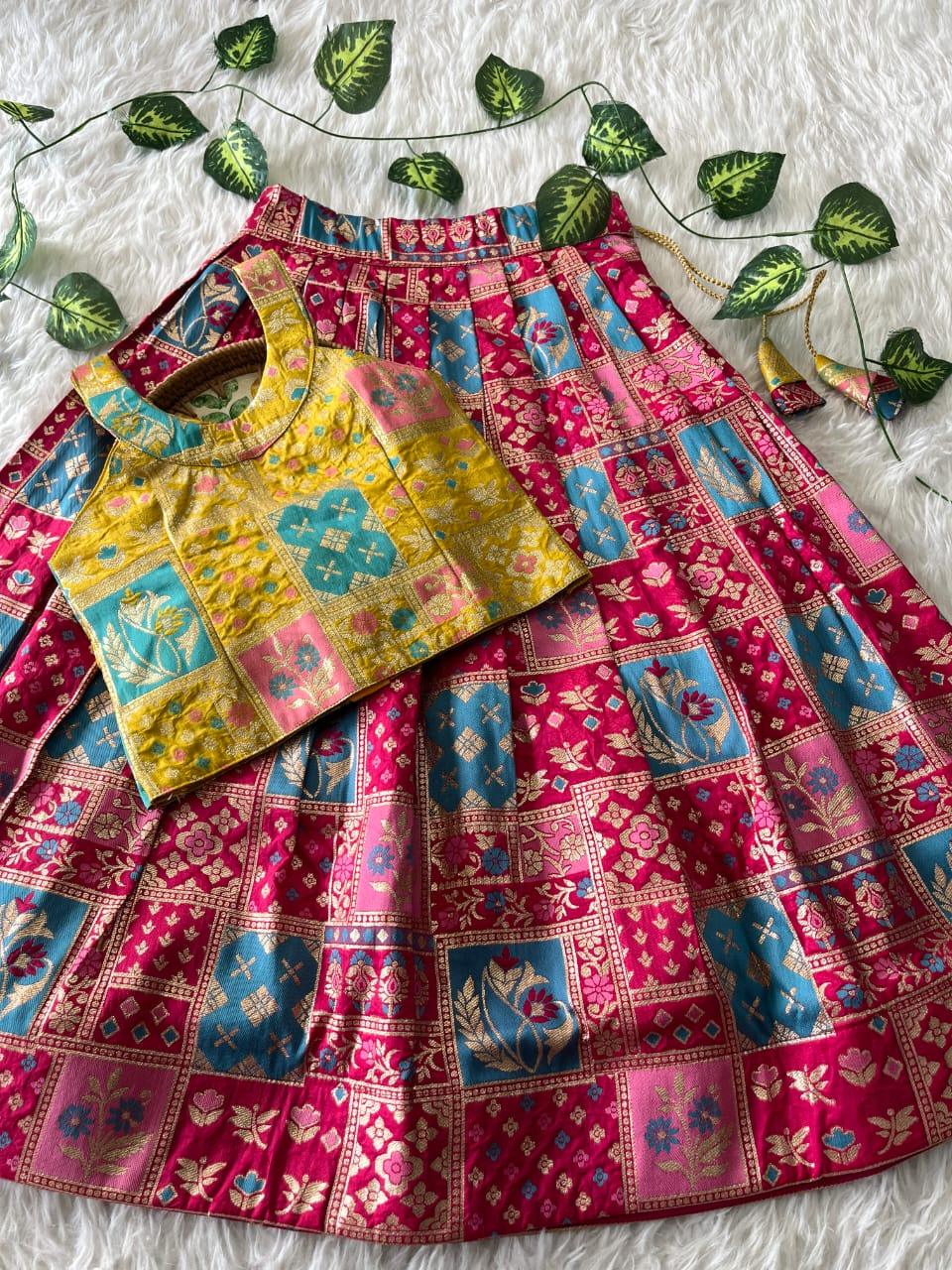 Soft Dola Silk Kids Lehenga
