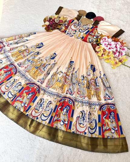 Soft Dola Silk Kalamkari Gown