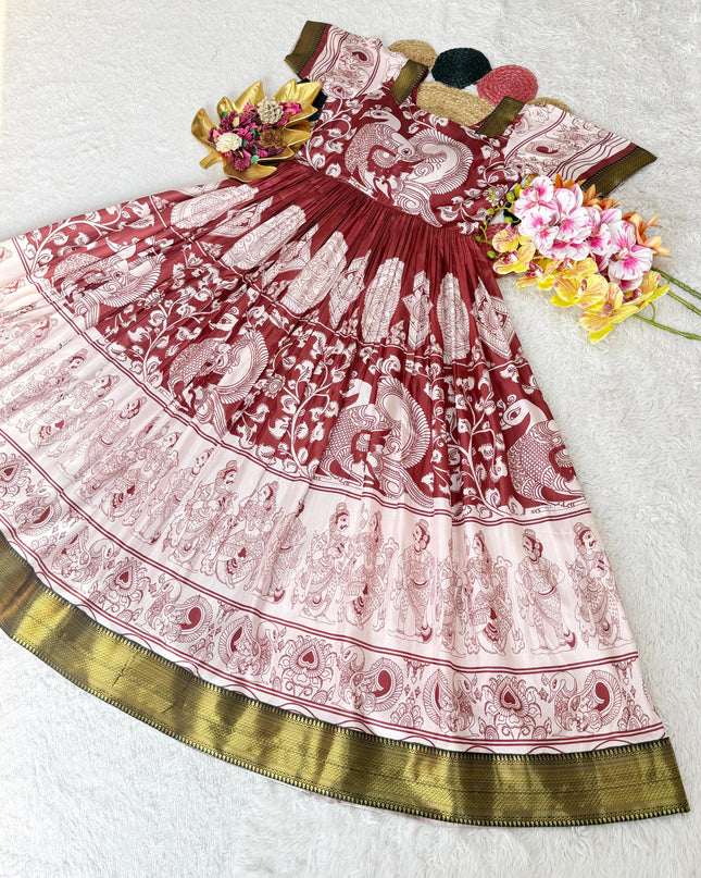 Soft Dola Silk Kalamkari Gown