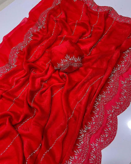 Fendy Chiffon  Diamond Work Sarees