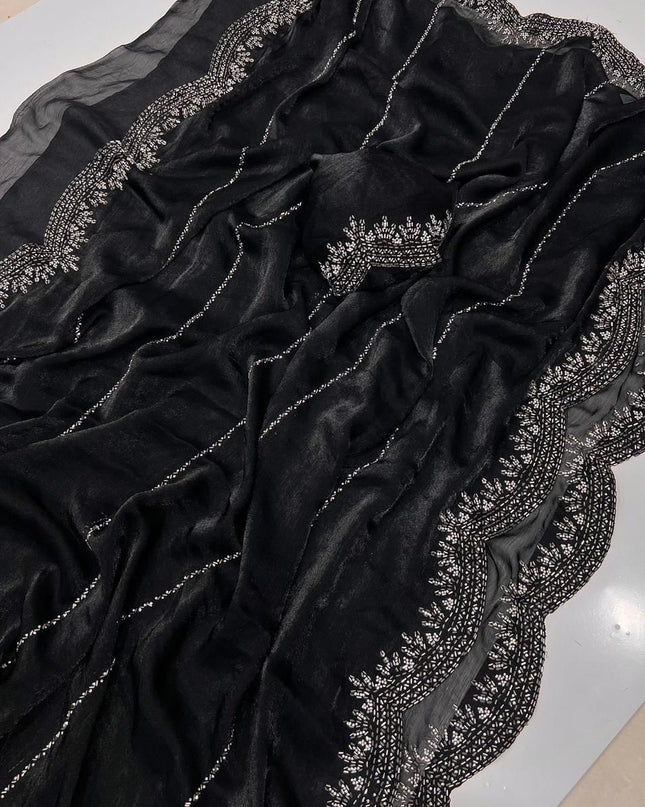 Fendy Chiffon  Diamond Work Sarees