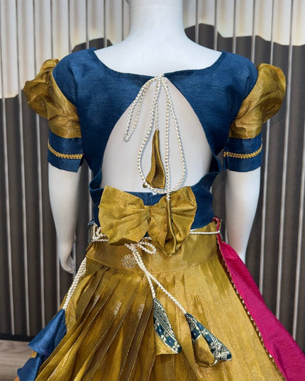 Peacock Design Pattu Pavadai Jacquard Lehenga