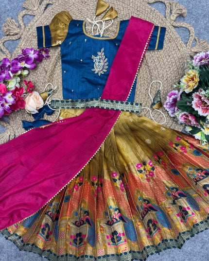 Peacock Design Pattu Pavadai Jacquard Lehenga